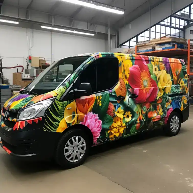 Renault Trafic Folierung mit Blumen Motivgestaltung
