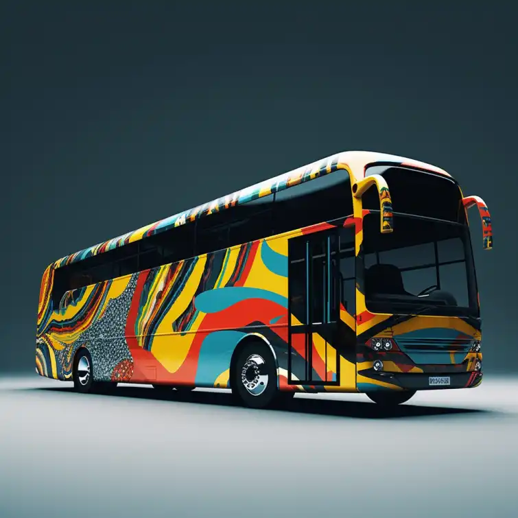 Folierung eines Busses mehrfarbig mit Plotfolie