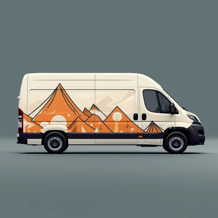 Camper Design mit Folie mit Bergmotiv