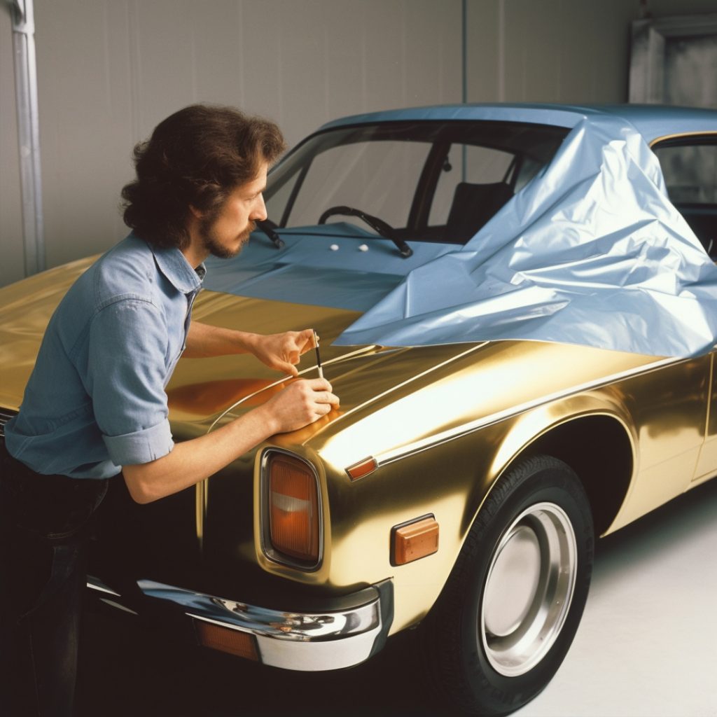 Autofolierung in Gold glänzend Mitte der 80er Jahre